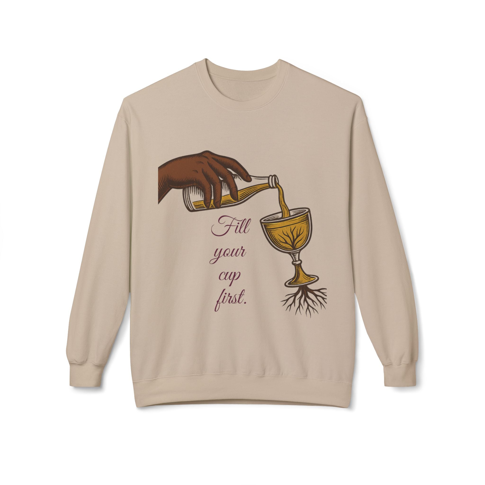 Fill Your Cup First – Sapphire Fall 2025 Wellness Crewneck (Cream)