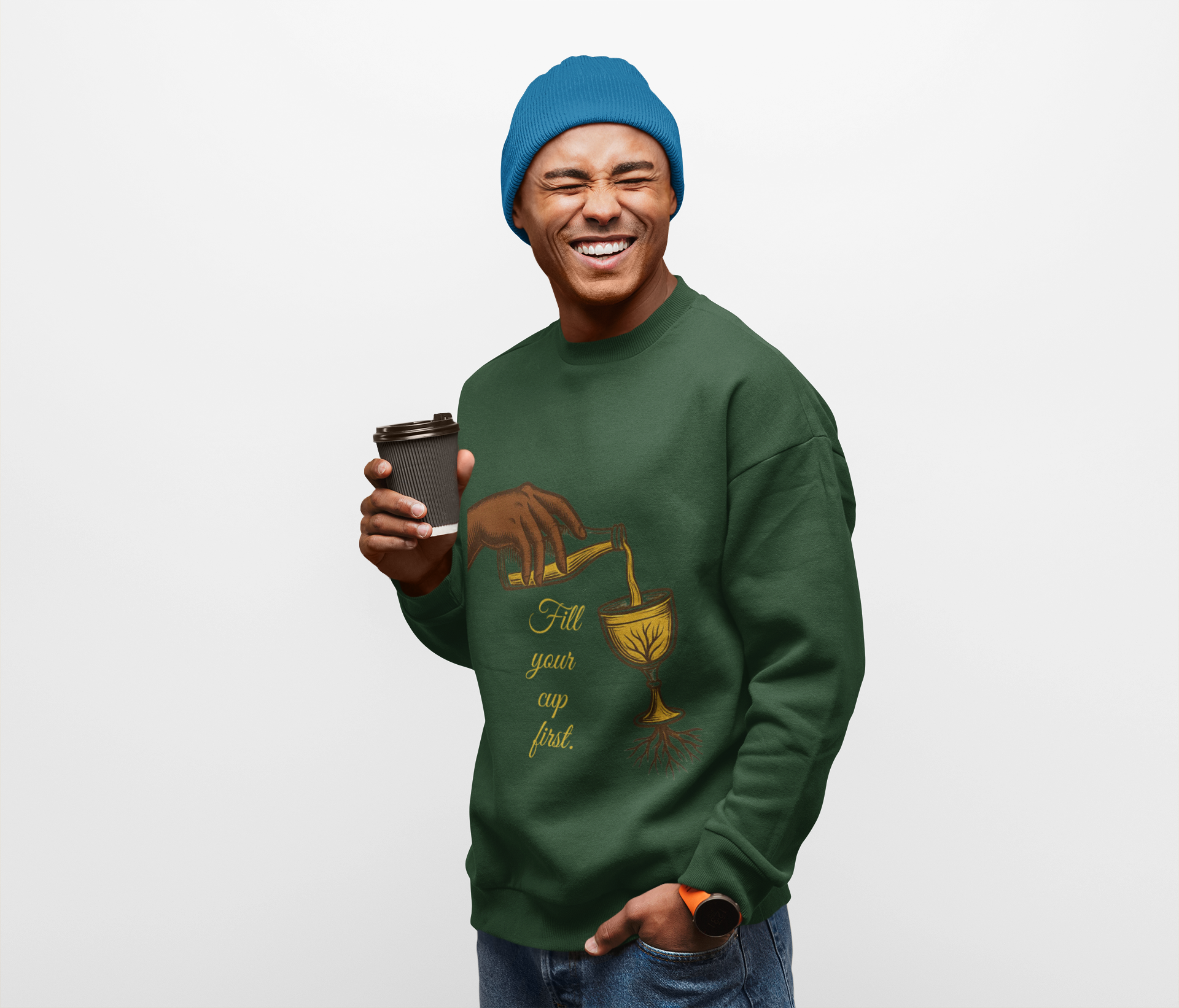 Fill Your Cup First – Sapphire Fall 2025 Wellness Crewneck